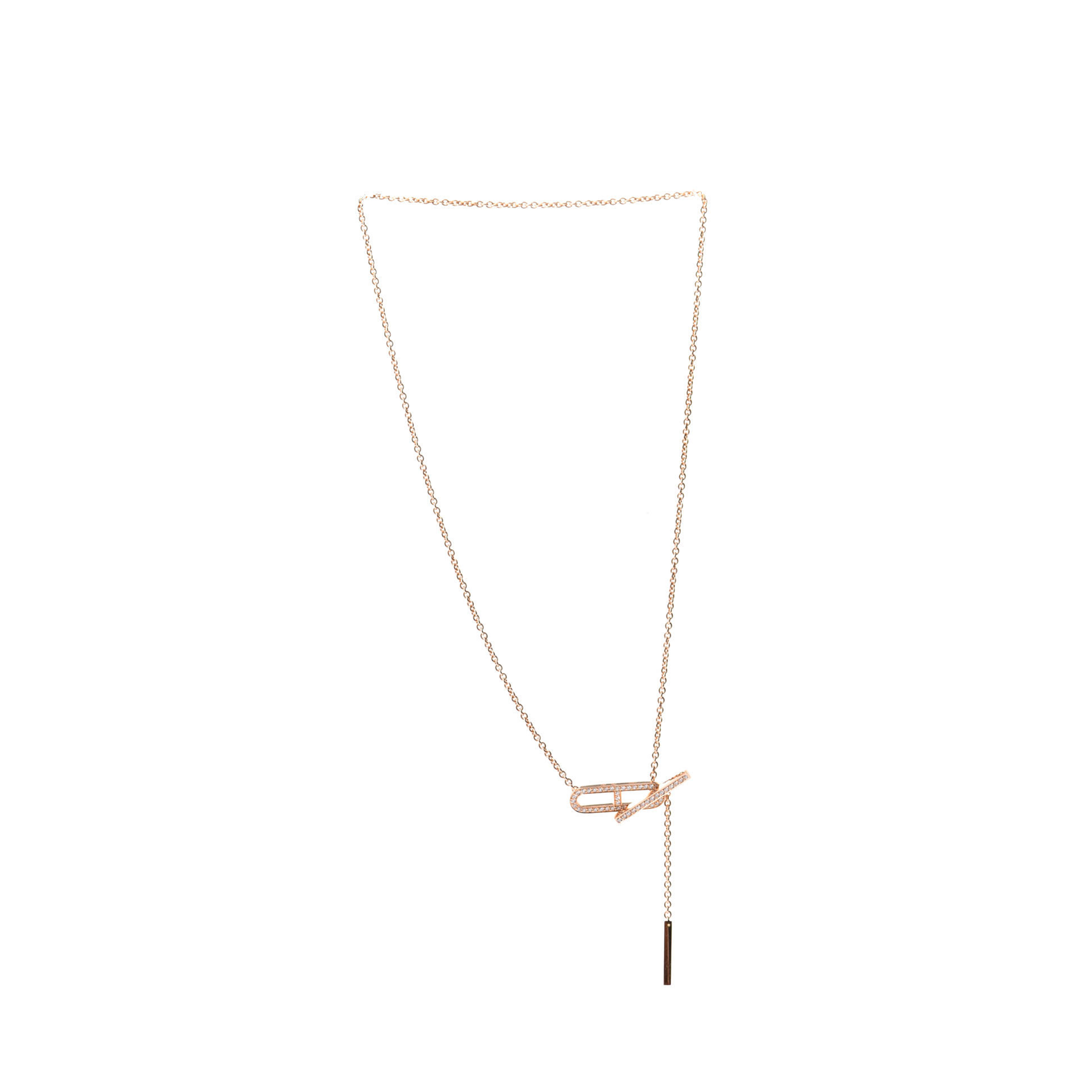 h**mes 18k rose gold Di*m*nd pm ever chaine d''ancre necklace